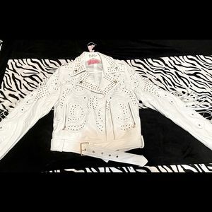 WHITE FRINGE MOTO JACKET NWT!